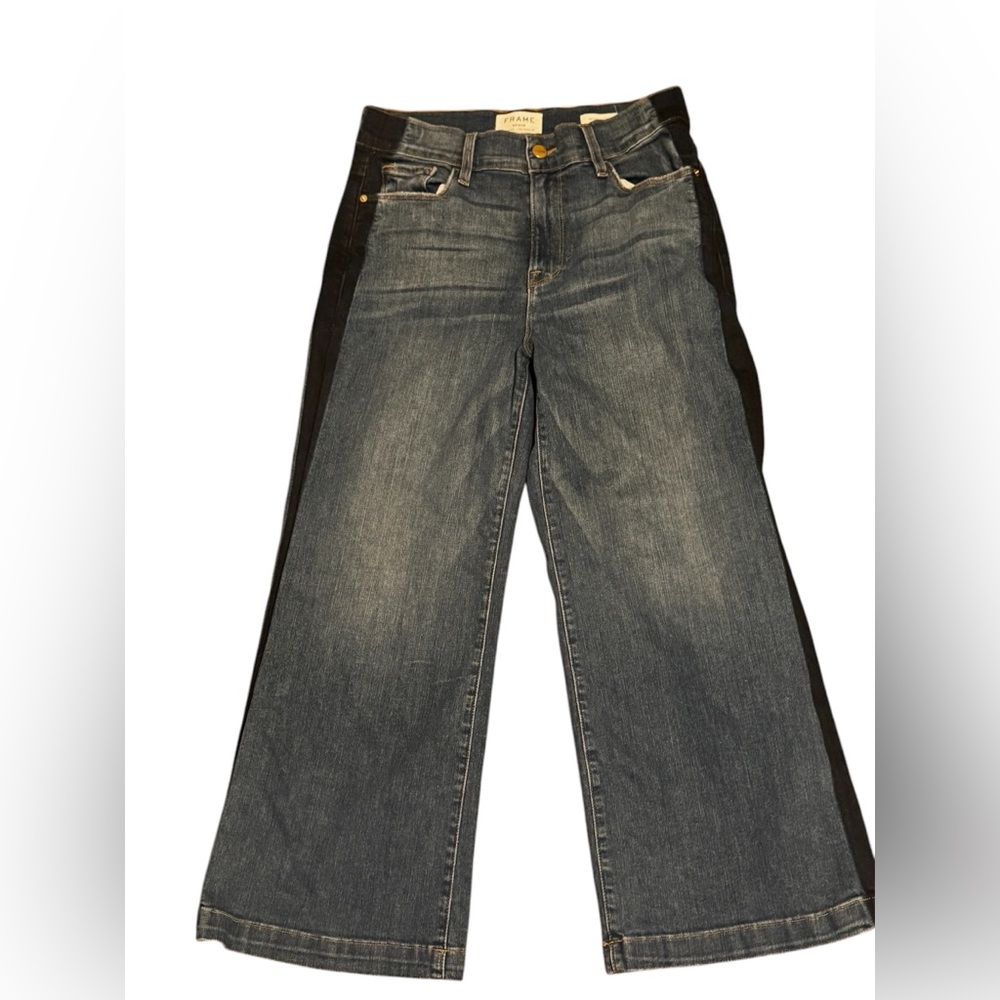 Frame Two-Tone Le Vintage Crop Wide Leg Denim